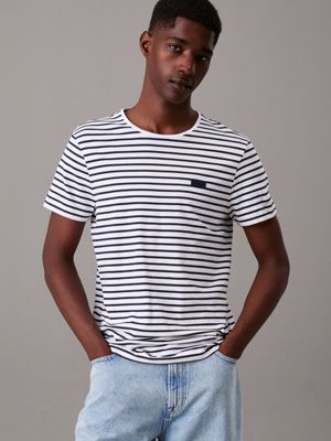 blue slim striped t-shirt for men calvin klein