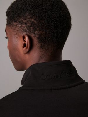 ck black relaxed zip neck sweatshirt for men calvin klein