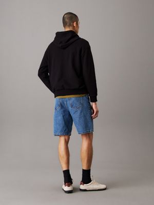 black relaxed logo hoodie for men calvin klein