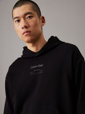 ck black relaxed logo hoodie for men calvin klein