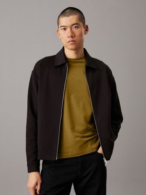 black lässige interlock-reißverschlussjacke für herren - calvin klein