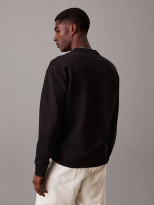 ck black relaxed technical interlock sweatshirt for men calvin klein