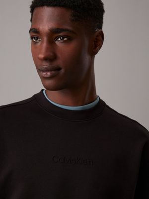 ck black relaxed technical interlock sweatshirt for men calvin klein