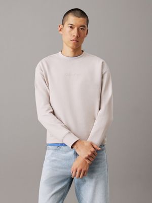 grey relaxed technical interlock sweatshirt for men calvin klein