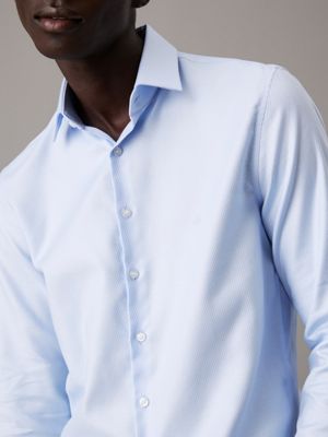 sweet blue slim structured dress shirt for men calvin klein