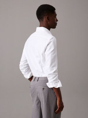 bright white slim structured dress shirt for men calvin klein