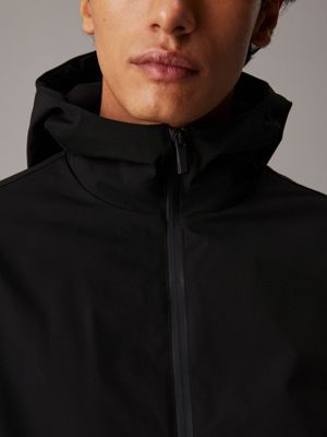 ck black tech twill hooded jacket for men calvin klein