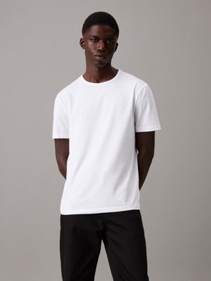 white performance stretch t-shirt for men calvin klein