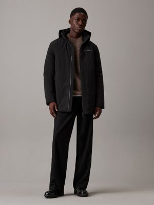 black technical parka for men calvin klein