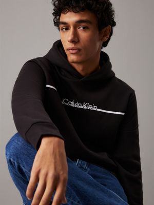 ck black logo hoodie for men calvin klein