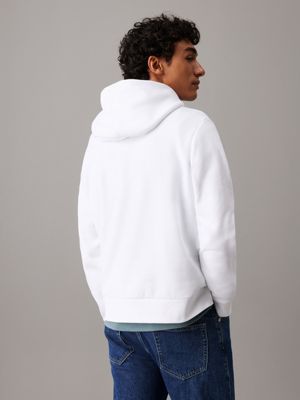 bright white logo hoodie for men calvin klein