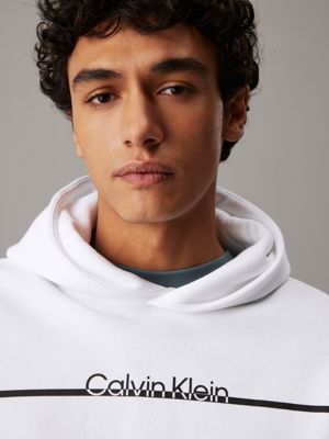 bright white logo hoodie for men calvin klein