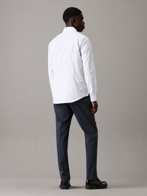 calvin navy slim tapered twill trousers for men calvin klein