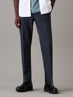 navy slim tapered twill trousers for men calvin klein