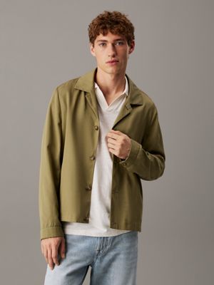 green boxy shacket for men calvin klein