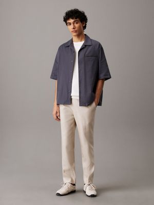 silver lining tapered linen lyocell trousers for men calvin klein