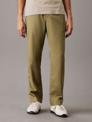 green lyocell blend jogger trousers for men calvin klein