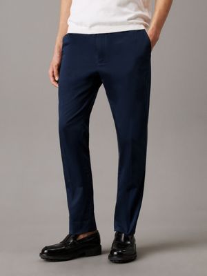 blue tapered jogger trousers for men calvin klein