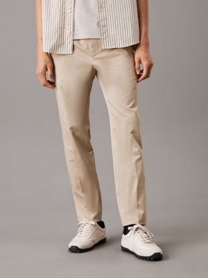 grey tapered jogger trousers for men calvin klein