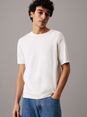 white luxury cotton knitted t-shirt for men calvin klein