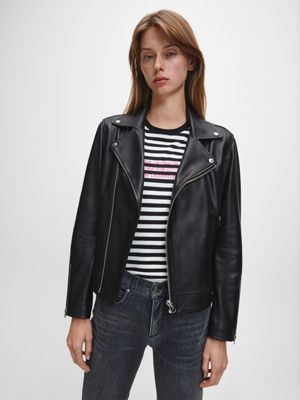 calvin klein leather biker jacket