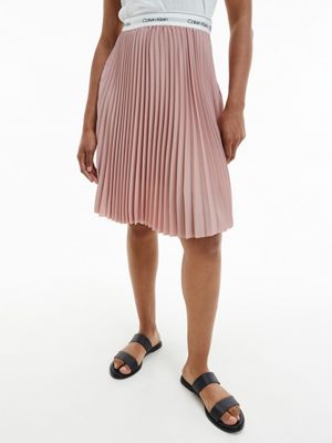 Recycled Crepe Pleated Midi Skirt 