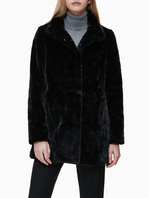 calvin klein faux fur coat with hood