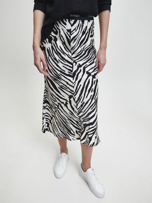 zebra print midi skirt