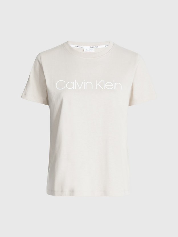 white clay t-shirt van biologisch katoen met logo voor dames - calvin klein