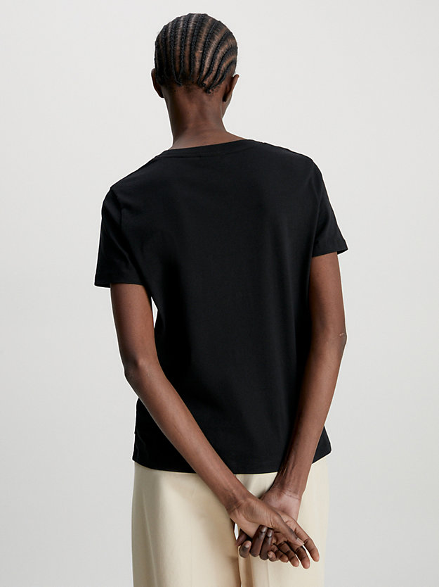 camiseta de algodón orgánico con logo ck black de mujeres calvin klein