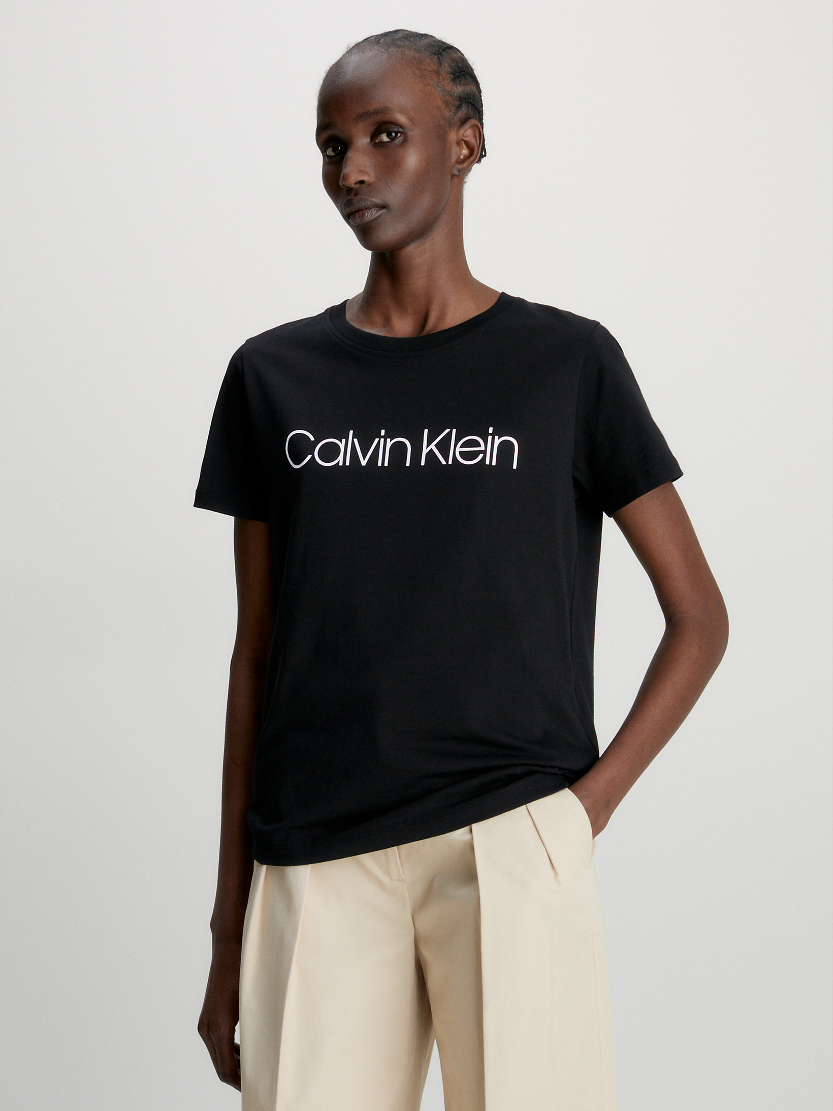 T-Shirt En Coton Bio Avec Logo > CK Black > undefined femmes > Calvin Klein