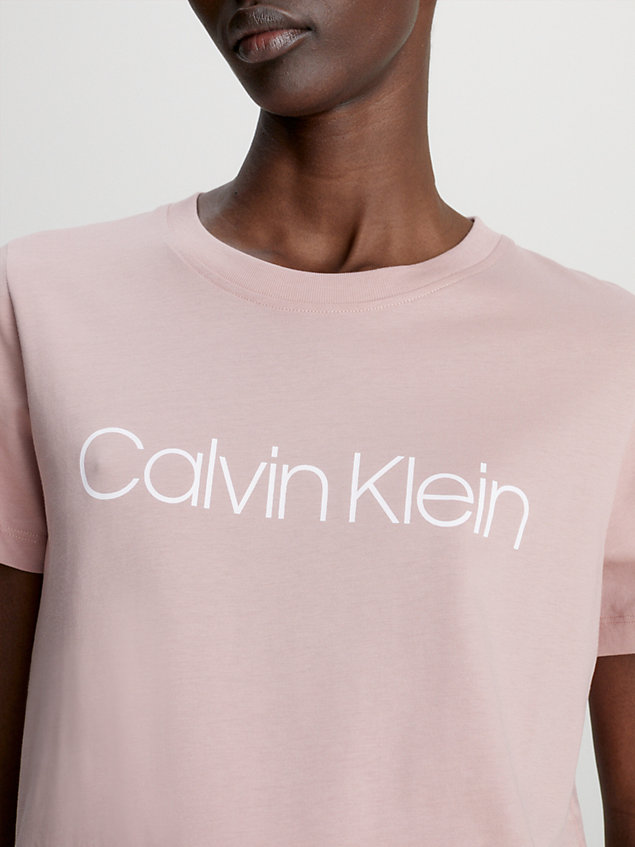 pink t-shirt van biologisch katoen met logo voor dames - calvin klein