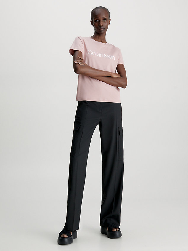 camiseta de algodón orgánico con logo pink de mujer calvin klein