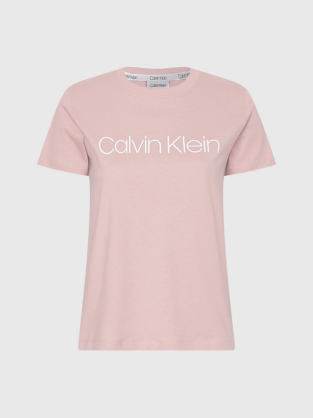 muted pink organic cotton logo t-shirt for women calvin klein