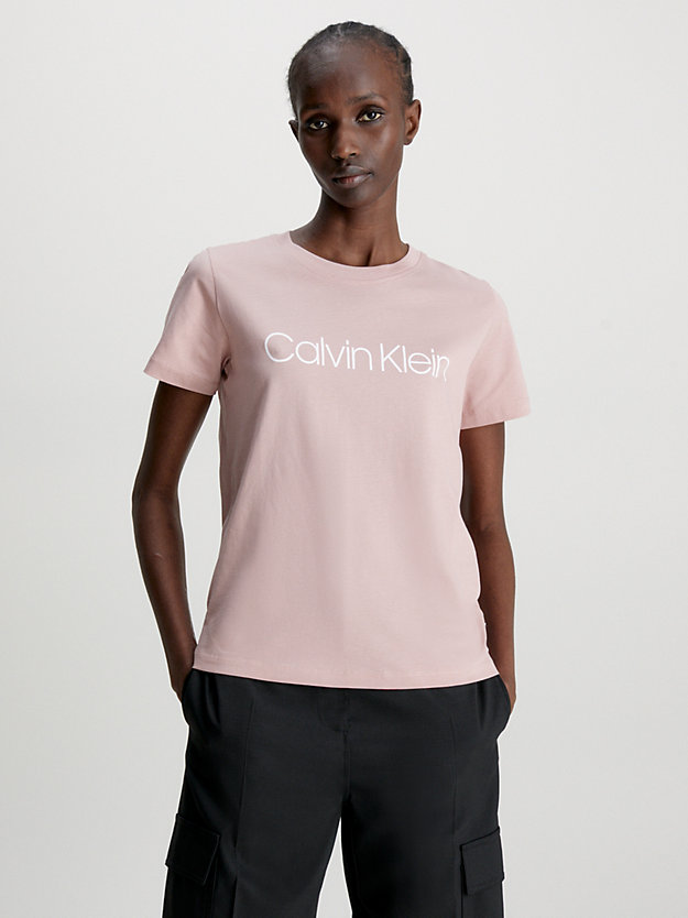MUTED PINK T-shirt in cotone biologico con logo da donna CALVIN KLEIN
