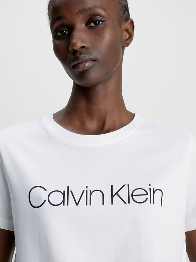 t-shirt en coton bio avec logo bright white pour femmes calvin klein