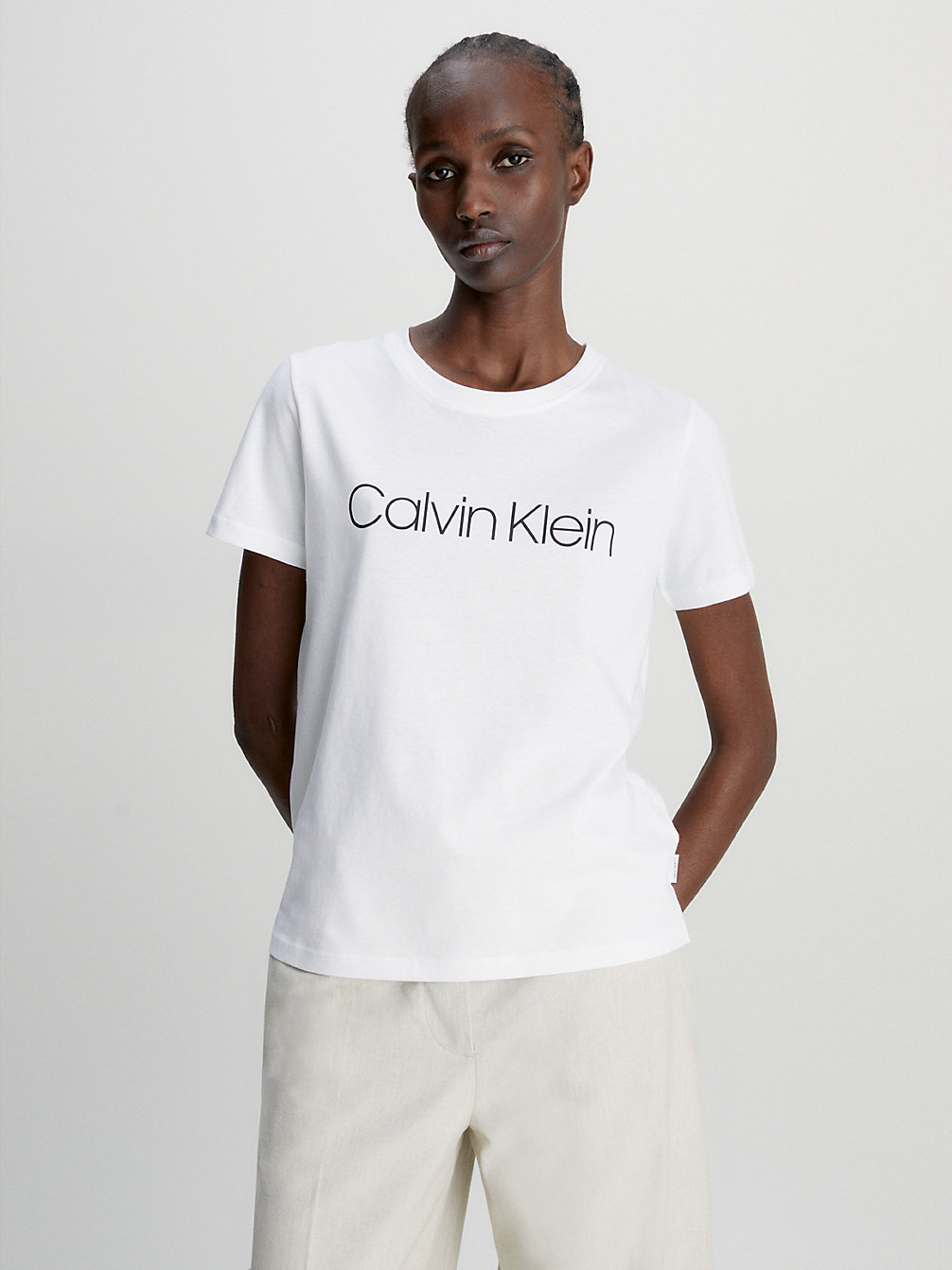 T-Shirt En Coton Bio Avec Logo > BRIGHT WHITE > undefined femmes > Calvin Klein