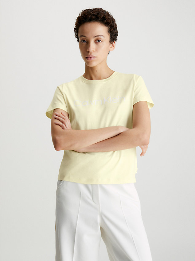 t-shirt in cotone biologico con logo yellow da donna calvin klein