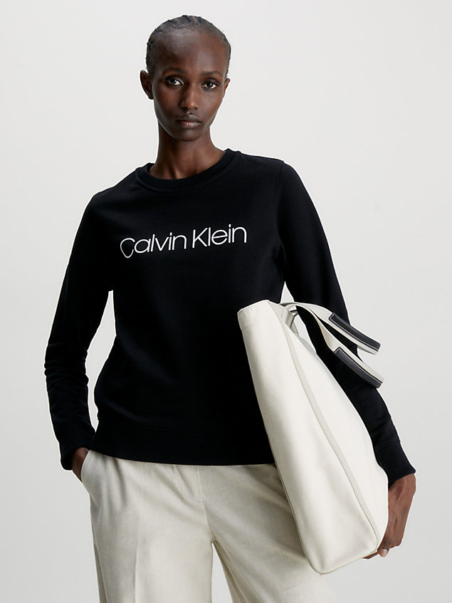 black logo-sweatshirt für damen - calvin klein