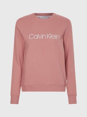 CALVIN KLEIN Womens Graphic Sweatshirt Jumper UK 10 Small Pink Cotton, Vintage & Second-Hand Clothing Online