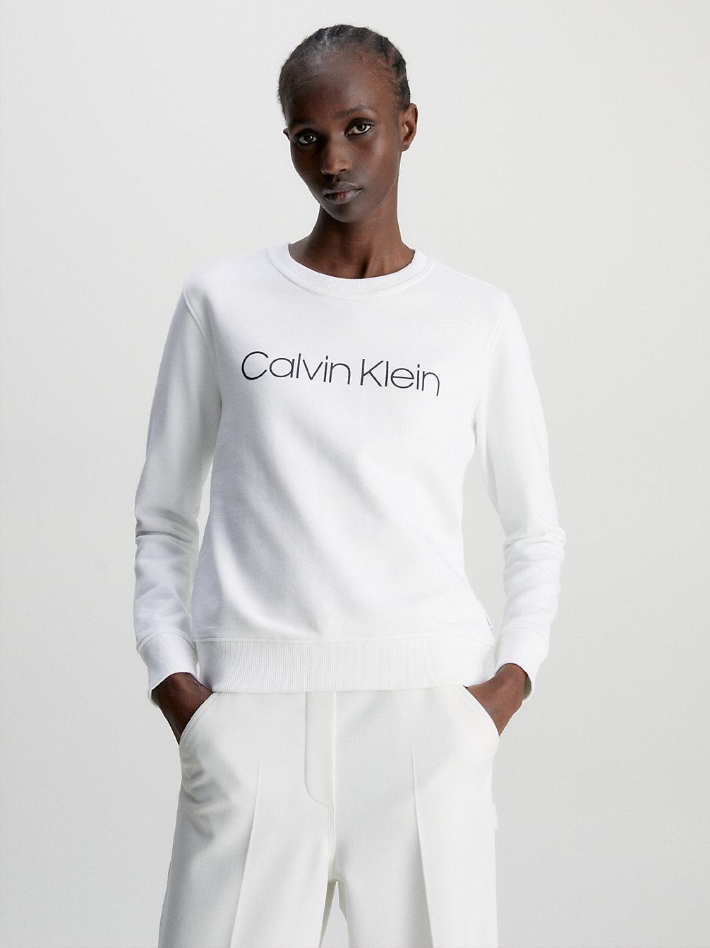 BRIGHT WHITE Felpa Con Logo undefined donna Calvin Klein