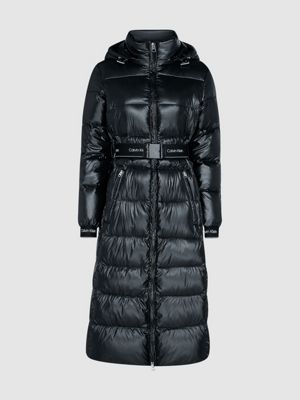 calvin klein long black puffer coat