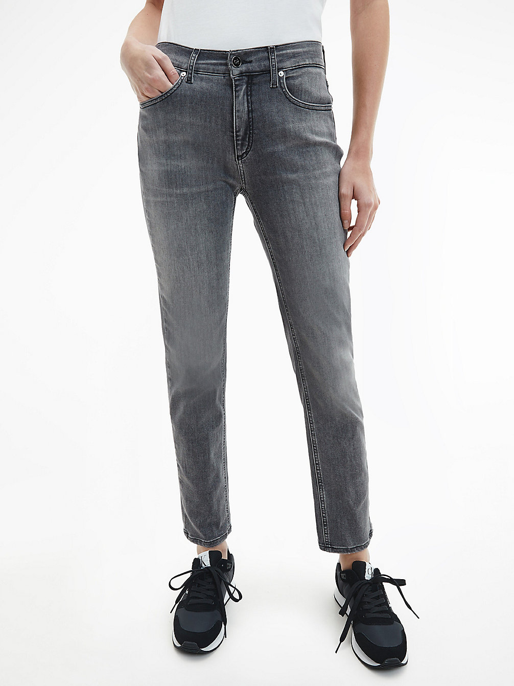 GREY > Mid Rise Slim Jeans > undefined dames - Calvin Klein