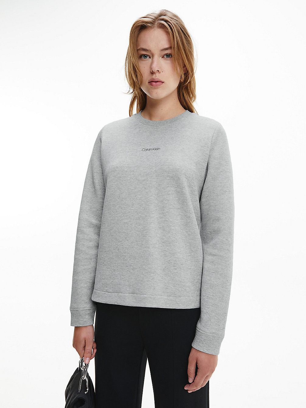 LIGHT GREY HEATHER / GUNMETAL Sweatshirt Met Logo undefined dames Calvin Klein