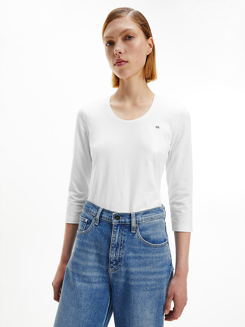 BRIGHT WHITE T-Shirt Slim En Coton Bio undefined femmes Calvin Klein