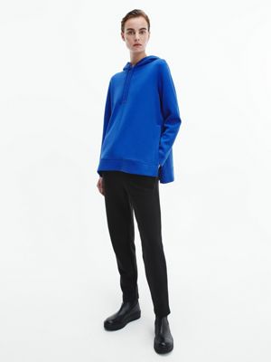 mid azure blue long hoodie for women calvin klein