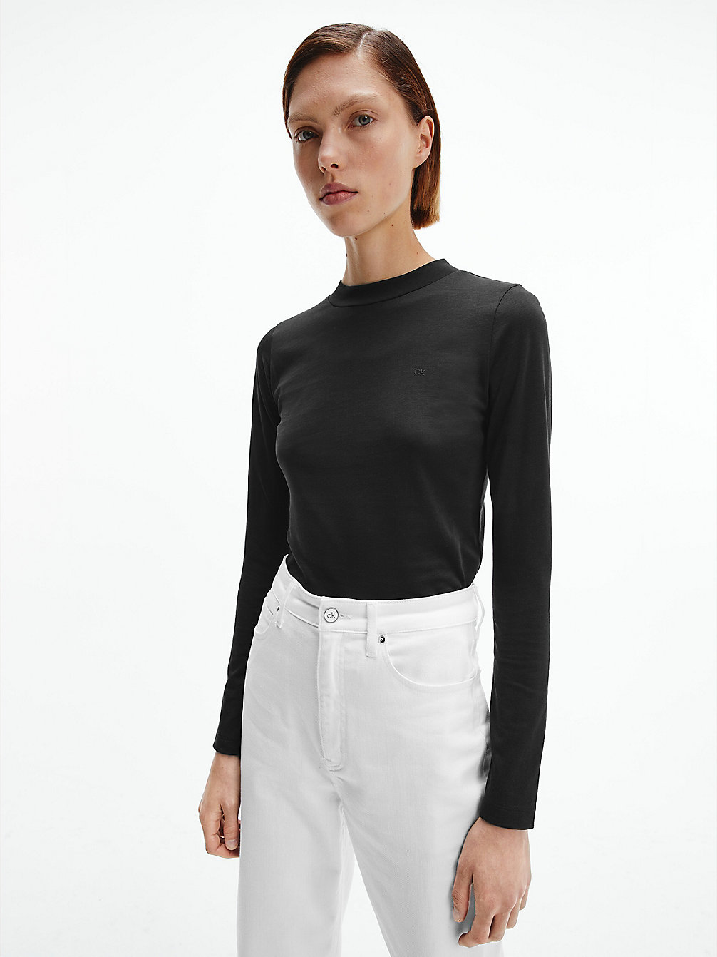 CK BLACK Long Sleeve Mock Neck T-Shirt undefined women Calvin Klein
