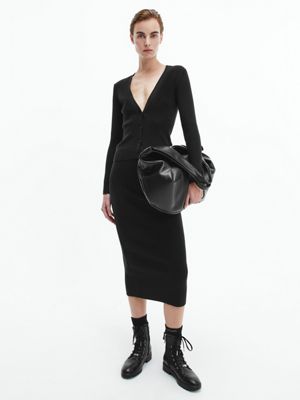 CK BLACK Cárdigan slim de punto de canalé de mujer CALVIN KLEIN