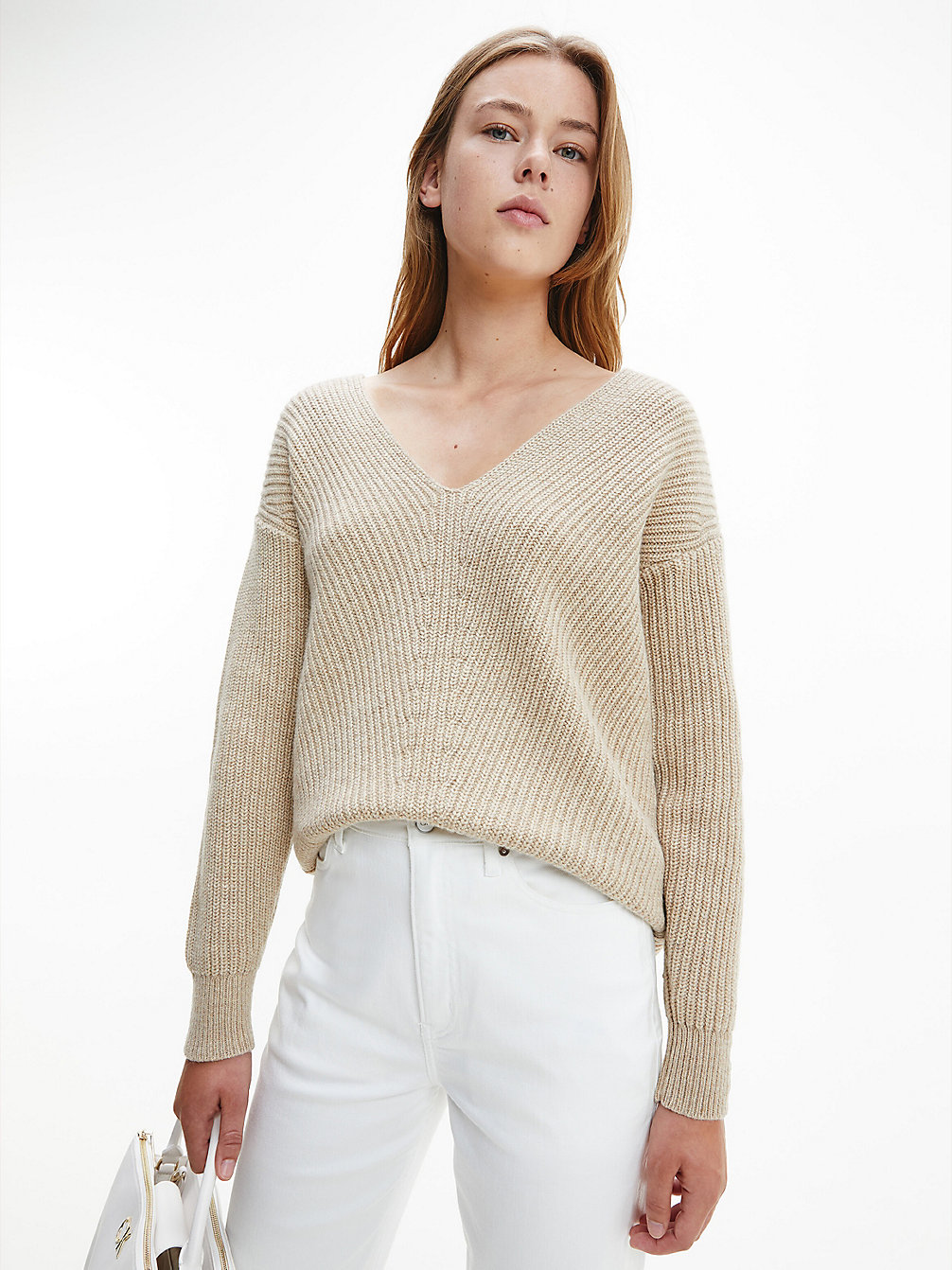 MOCCASIN HEATHER Relaxed Wool Blend Jumper undefined women Calvin Klein