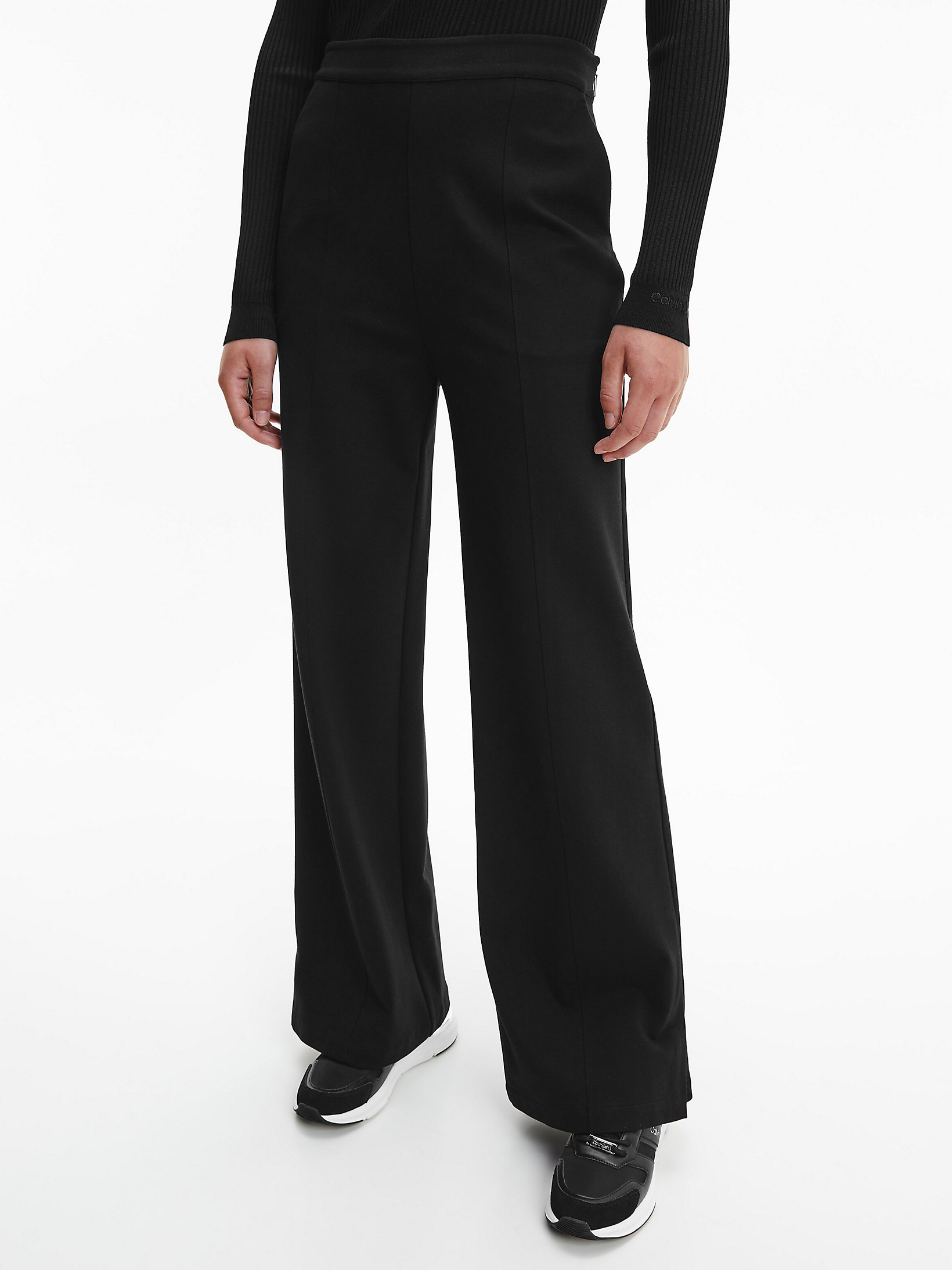 CK Black Recycled Wide Leg Trousers undefined women Calvin Klein